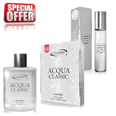 Chatler Acqua Classic Men - Ensemble promotionnel, Eau de Parfum 100 ml + Eau de Parfum 30 ml