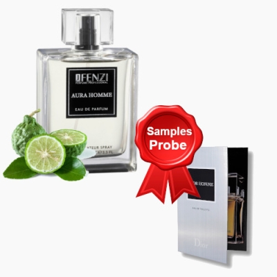 JFenzi Aura Homme - Eau de Parfum Pour Homme 100 ml, echantillon Dior Homme Eau de Toilette 1 ml