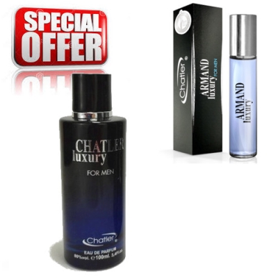 Chatler Luxury Black Men - Ensemble promotionnel, Eau de Parfum 100 ml, Eau de Parfum 30 ml